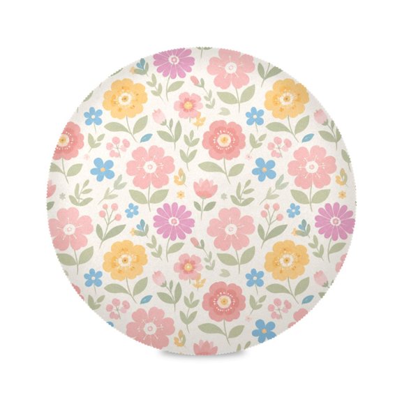 Round Dinner Plate Mat Round Placemat 15.4x15.4inx1 Placemat Table Mat Kitchen Mat Coffee Mat Fabric Thick Strong Wear-Resistant Heat Resistance Tiny Flower Meadow