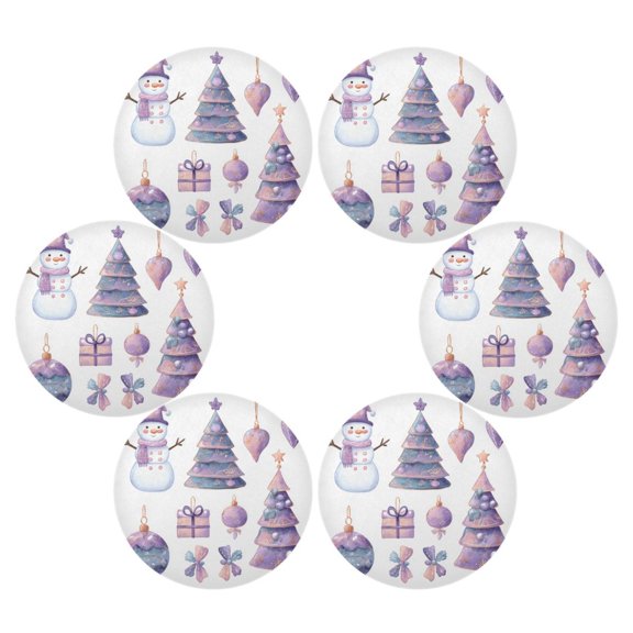 Round Dinner Plate Mat Round Placemat 15.4x15.4inx6 Placemat Table Mat Kitchen Mat Coffee Mat Fabric Thick Strong Wear-Resistant Heat Resistance Purple Lovely Christmas Tree