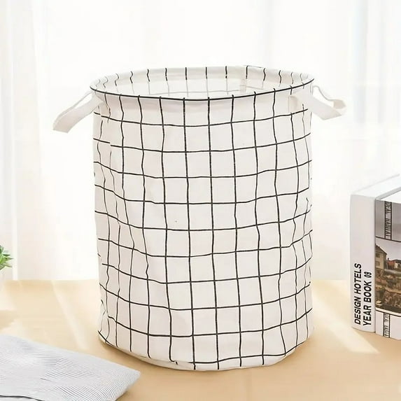 Round Dirty Clothes Basket - Portable Laundry Hamper and Storage Bucket for Bathroom, Bedroom, Laundry Room, Dorm - Home Decor - 14 x 17"