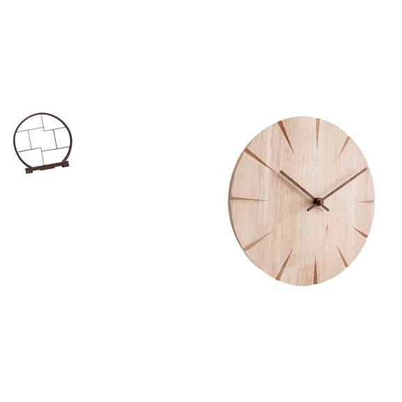 Round Display Stand Wall Clock Organizer Solid Wood Large Size Home Office Decorative Gift Set for Living Room