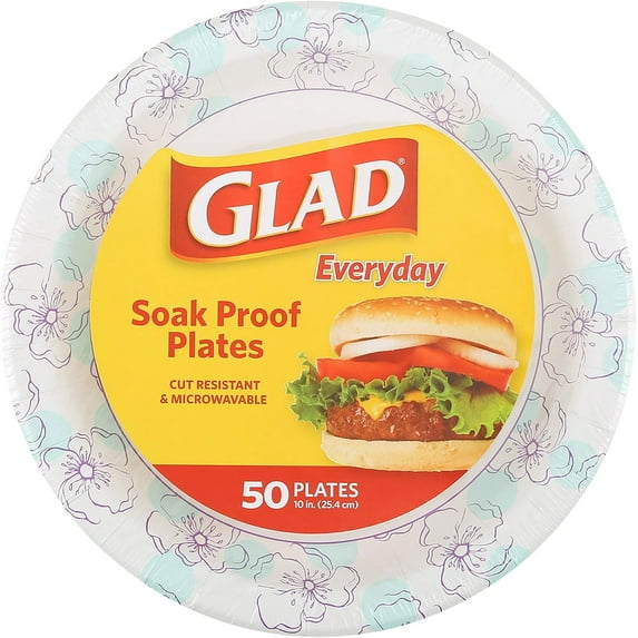 Round Disposable Paper Plates 10 in, Blue Flower|Soak Proof, Cut Proof, Microwave Safe Heavy Duty Paper Plates 10"|50 Count Bulk Paper Plates, Paper Plates 10 Inch, Bulk for Parties and Occasions