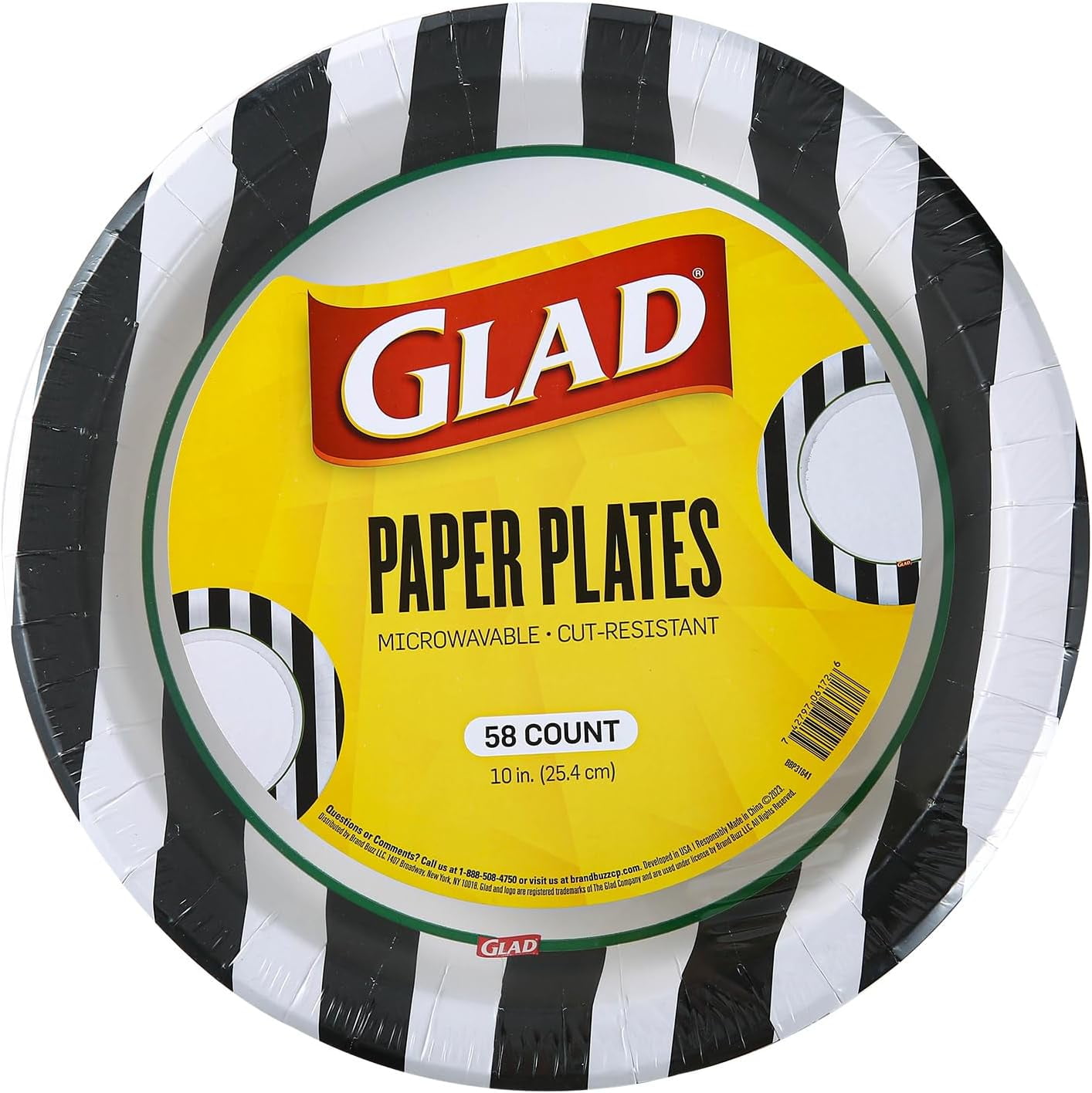 Round Disposable Paper Plates, Referee Football Pattern - Strong, Sturdy, Soak Proof, and Microwavable Decorative Plates for Dinner and Everyday Use, 10 Inch, 58 Count