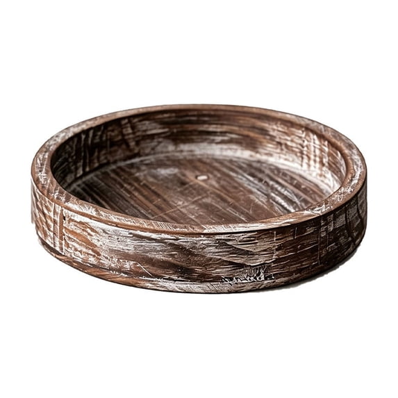 Round Distressed Wood Candle Tray, Rustic Farmhouse Decor for Coffee Table, Bathroom Vanity & Home Centerpieces, Candle Holder Tray Home Decor - 7.5 Inch