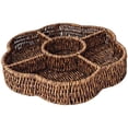 thumbnail image 1 of Round Divided Food Storage Basket, Imitation Wicker Rattan Organizer, 5 Compartment Serving Storage Box, Non-Slip Bottom Woven Basket, Multi-Purpose Table Tray, 11.81 × 1.97 inch Size, 1 of 6