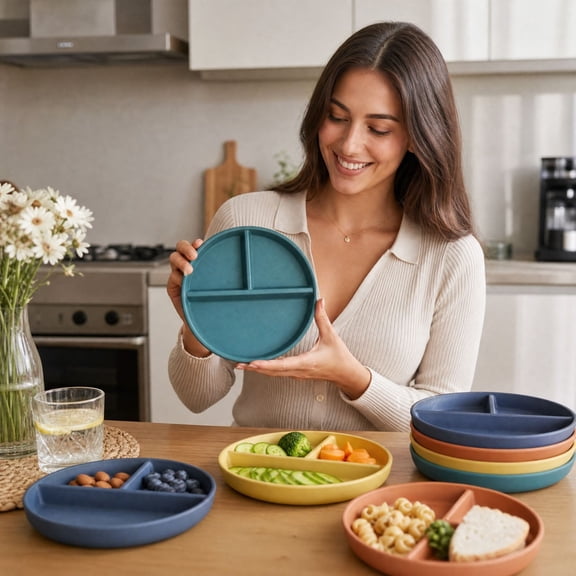 Round Divided Tray, Elegant Design, Health-Conscious Dining