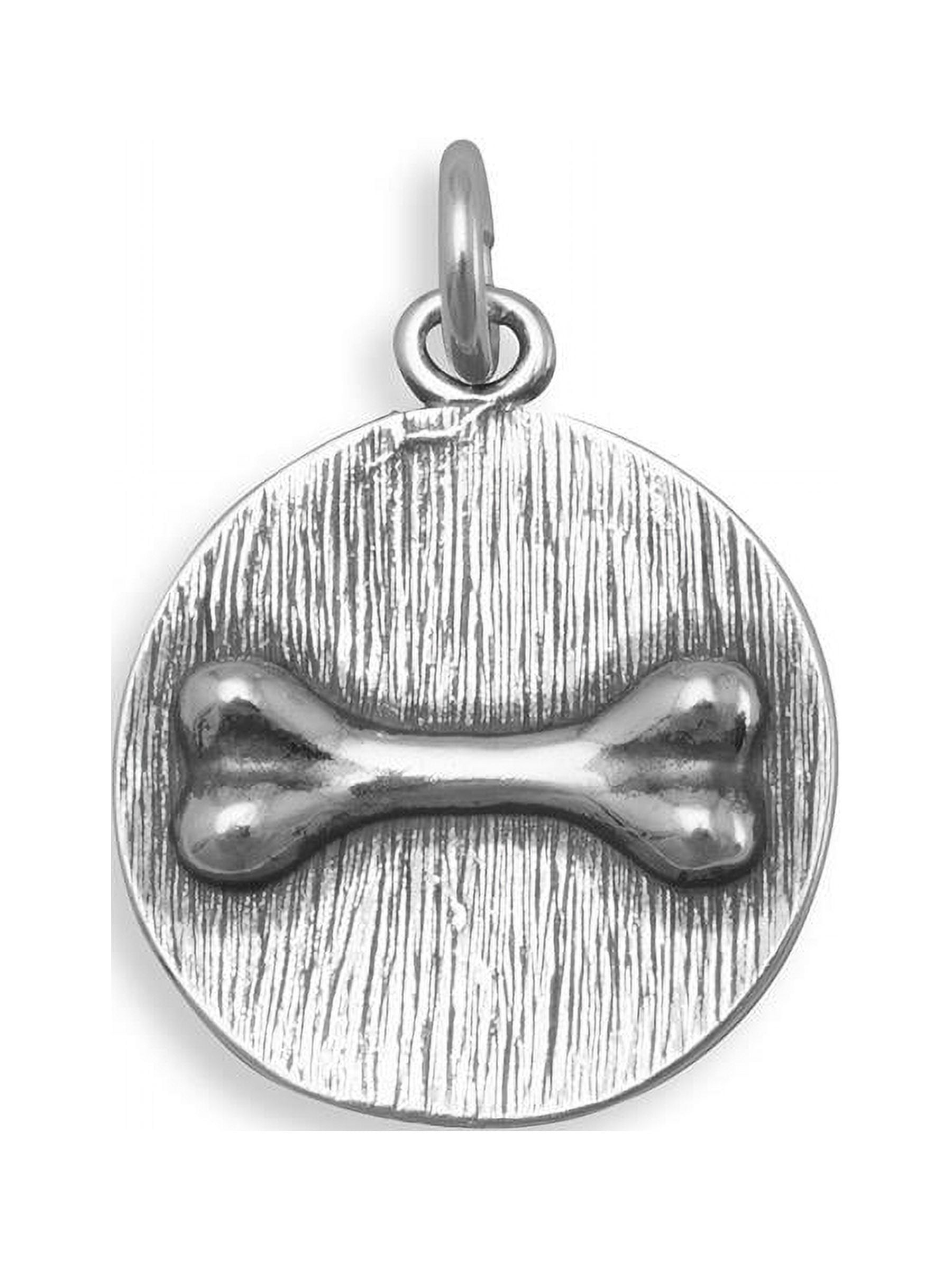 Round Dog Bone Charm Antiqued Sterling Silver Round Dog Bone Charm Antiqued Sterling Silver
