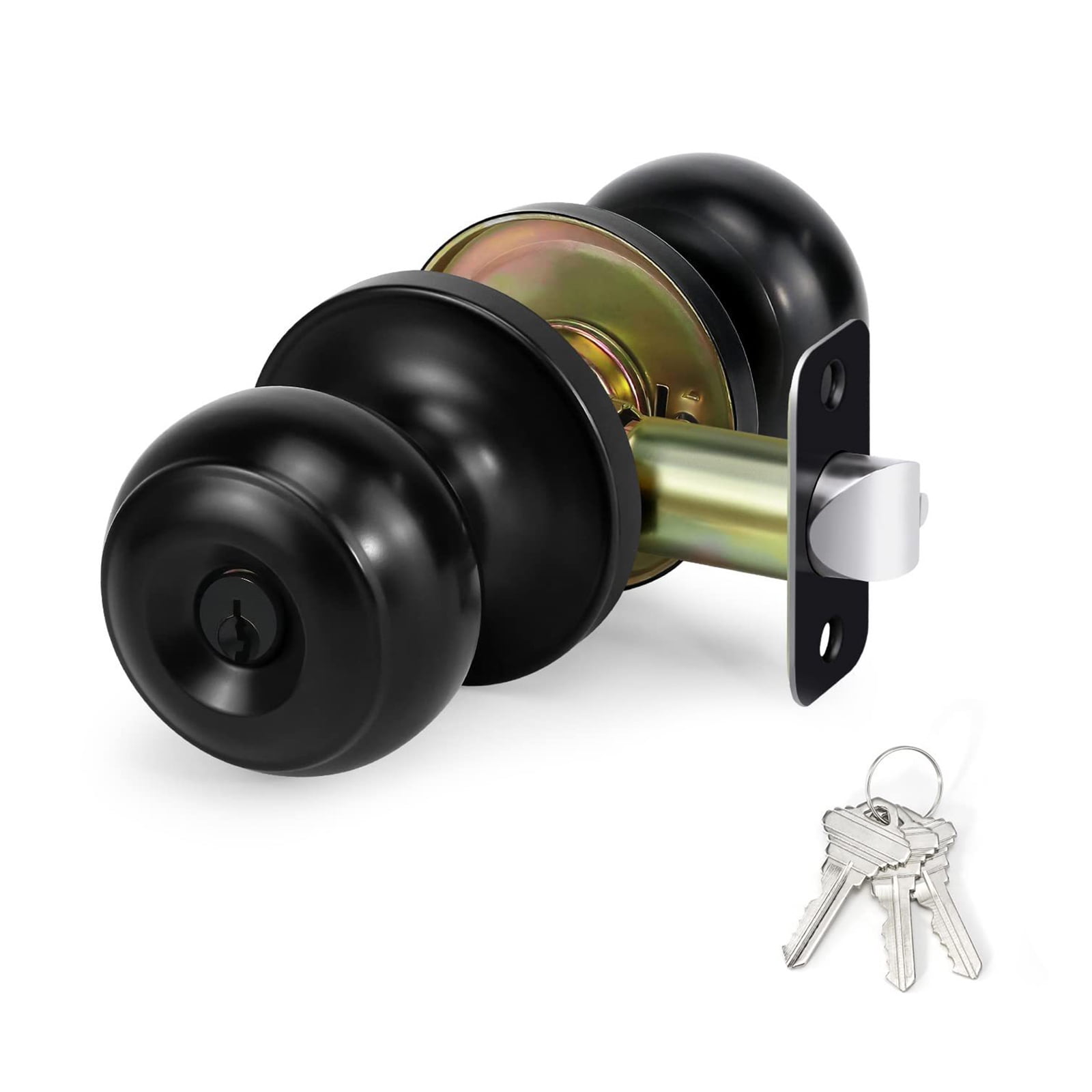 Round Door Knobs Knobset Zincs Alloy Rotation Round Door Knobset Handle Round Shaped Entrance Lock Doorknob Easy to Use