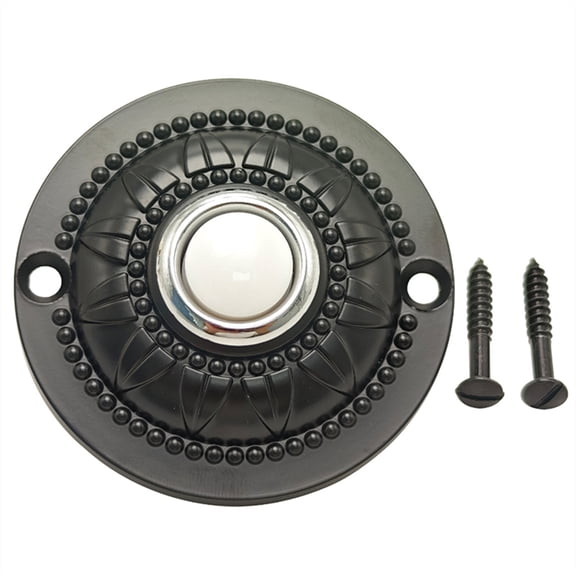 Round Doorbell Push Button, Metal Black Wired Lighted Up LED Doorbell Button Replacement Solid Iron Door Bell Warm White