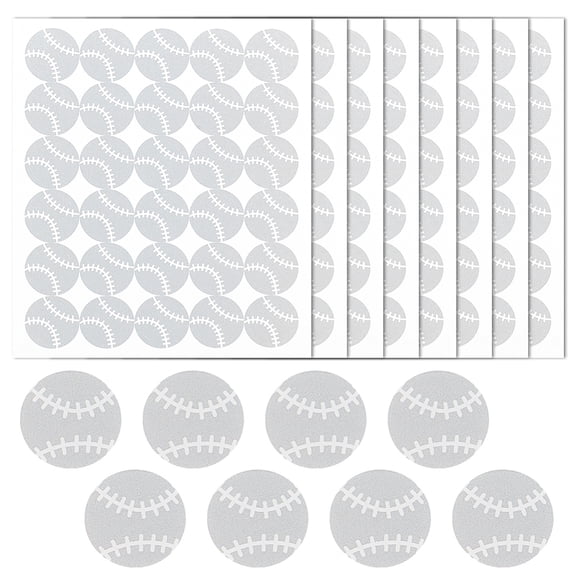 Round Dot PVC Decorative Stickers Waterproof Self-Adhesive Decals for Daily Plan DIY Scrapbooking Baseball Pattern 100x85mm Sticker: 12.5x12.5mm