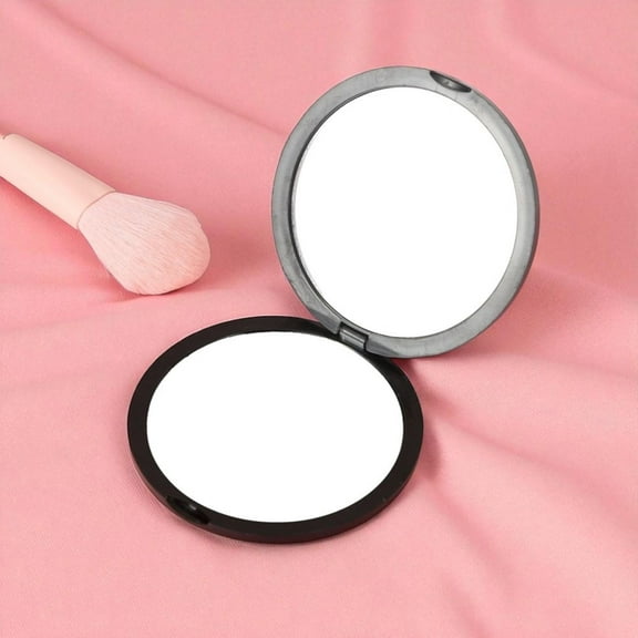 Round Double Sided Folding Pocket Mirror Black Shatterproof 1x 10x Magnification Travel Purse Mini