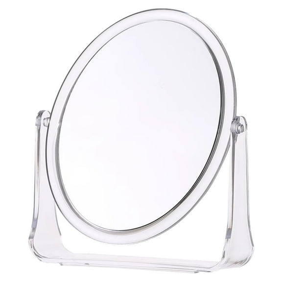 Round Double-Sided Vanity Mirror, Glass with 7X Magnification, 360° Swivel Stand, Suitable for Bathroom/Bedroom