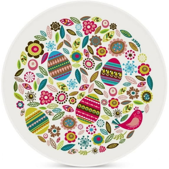 Round Drink Coasters 2 Pcs Easter Eggs Flowers Leaves Wreath Absorbent Ceramic Coaster with Cork Base for Coffee Cups Housewarming Gift for Home Decor