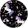 thumbnail image 1 of Round Drink Coasters 2 Pcs Princess Unicorn with Multi Colored Elements Absorbent Ceramic Coaster with Cork Base for Coffee Cups Housewarming Gift for Home Decor, 1 of 6
