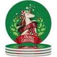 thumbnail image 1 of Round Drink Coasters, 4 Pcs Cute Unicorn Santa with Scarf on Christmas Absorbent Ceramic Coaster with Cork Base for Coffee Cups Housewarming Gift for Home Decor, 1 of 5