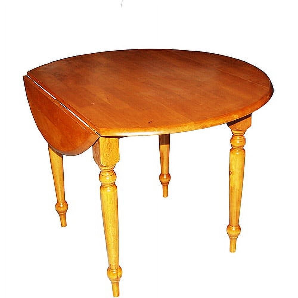 Rubberwood Round Drop-Leaf Dining Table Oak Finish - Walmart.com
