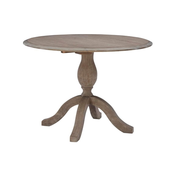 Round Drop Leaf Dining Table - Rustic Pedestal Kitchen Table - 42 Inch