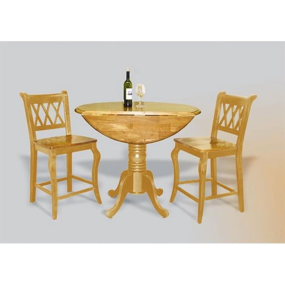 Round Drop Leaf Pub Table in Light Oak Finish