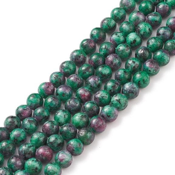 Round Dyed Natural Gemstone Bead Strands Imitation Ruby in Zoisite Beads Strands 6mm Hole: 1mm about 60pcs/strand 14.5 inch