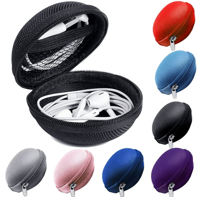 Round Earbuds Case, Ear Bud Case, Pack, Zippered Storage Cases