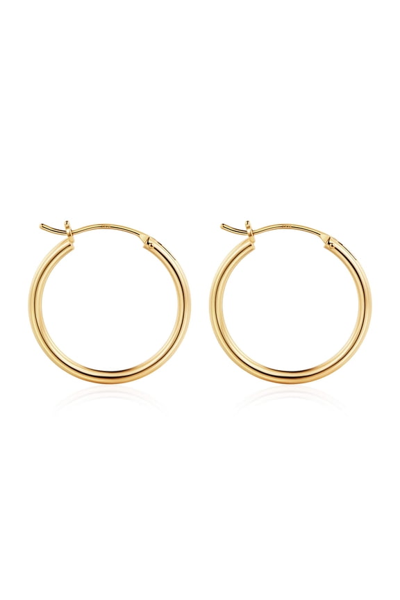 Thick Gold Plated Chunky Small Hollow Tube Hoops Earrings for Women Hypoallergenic Lightweight Jewelry Birthday Gift for Women 13/15/20/25/30/40mm