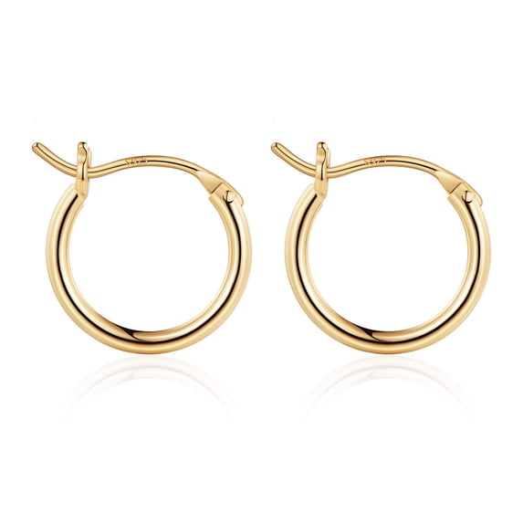 Turandoss Thick Gold Plated Chunky Small Hollow Tube Hoops Earrings for Women Nickel Free Jewelry Birthday Teacher Appreciation Mothers Day Graduation Gifts for Her Mom Wife Ideas
