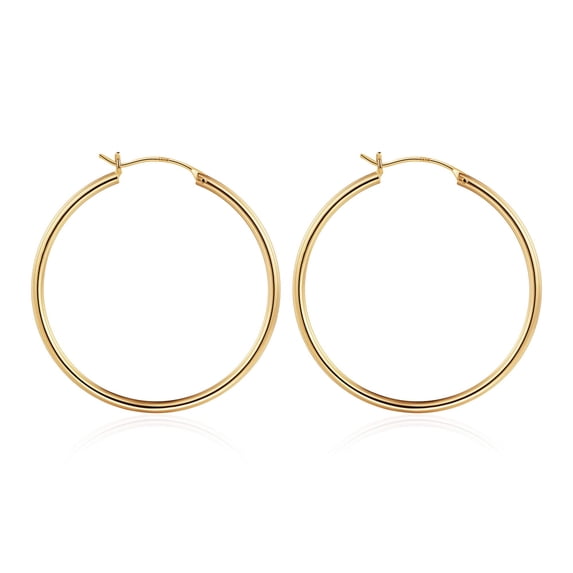 Turandoss Thick Gold Plated Chunky Large Hollow Tube Hoops Earrings for Women Hypoallergenic Lightweight Jewelry Birthday Gift for Women 13/15/20/25/30/40mm