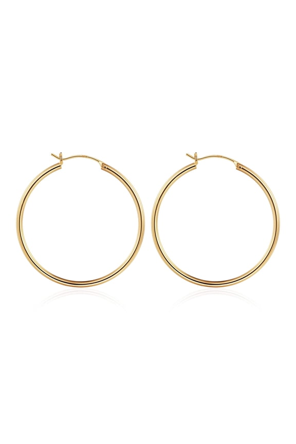 Thick Gold Plated Chunky Large Hollow Tube Hoops Earrings for Women Hypoallergenic Lightweight Jewelry Birthday Gift for Women 13/15/20/25/30/40mm