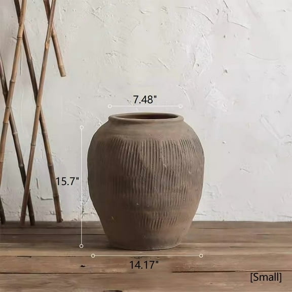 Round Earthenware Brown Pot