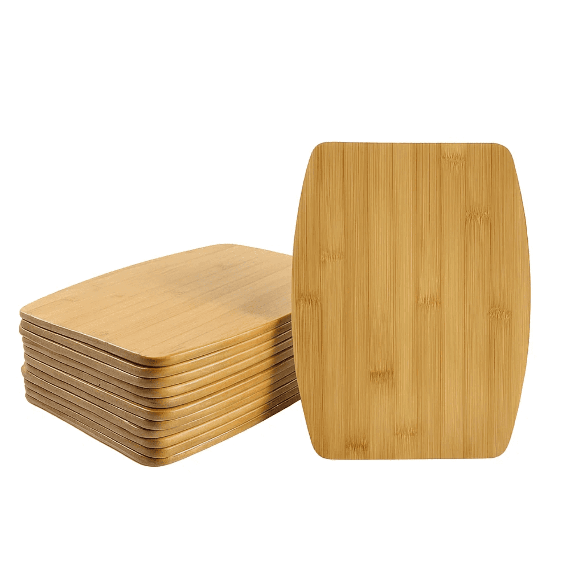 Set of 12, Bulk 15x11" Bamboo Cutting Boards, Round Edge Blank Serving Trays, Charcuterie Platters for Engraving and Personalized Gifts