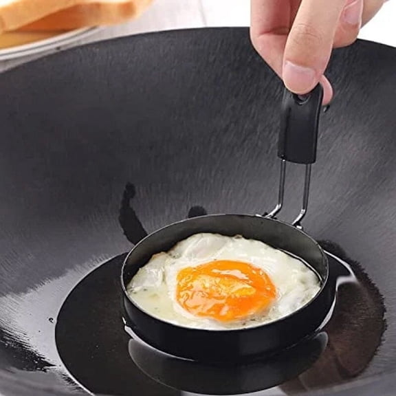 Round Egg Cooker Ring,Pancake Mold,Nonstick Egg Rings, Round Crumpet Ring Mold Shaper for English Muffins Pancake Cooking Griddle - Portable Grill Accessories for Camping Indoor(Black)