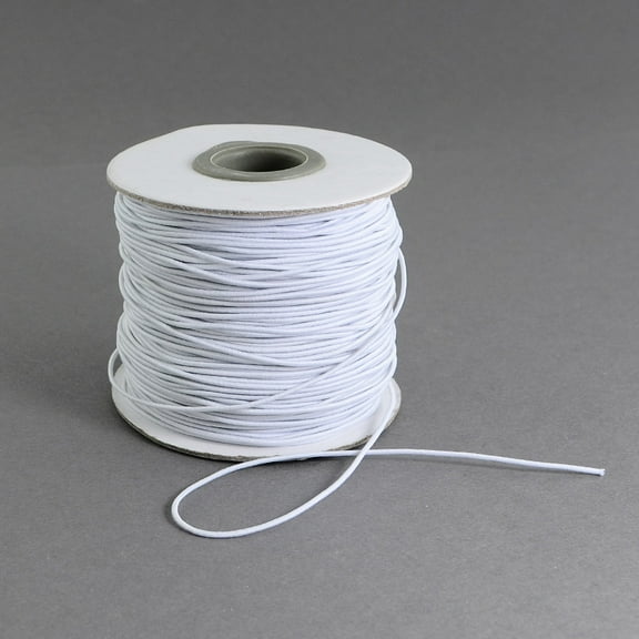 Round Elastic Cord with Fibre Outside and Rubber Inside for Bracelet String DIY Face Cover Mouth Cover White 1mm about 109.36 yards(100m)/roll