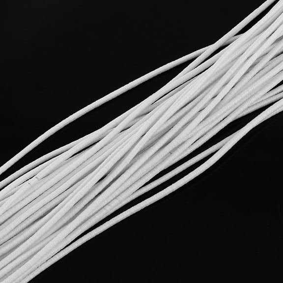 Round Elastic Cord with Fibre Outside and Rubber Inside for Bracelet String DIY Face Cover Mouth Cover White 2.5mm 87.48 yards(80m)/bundle
