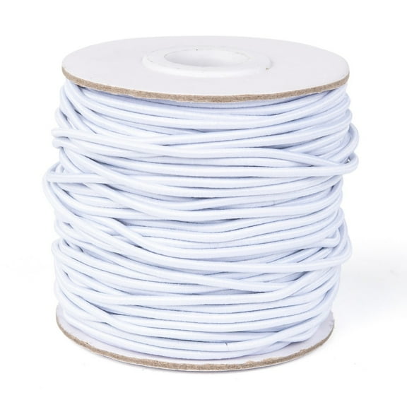 Round Elastic Cord with Nylon Outside and Rubber Inside White 2mm 43.74 yards(40m)/roll