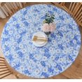 thumbnail image 1 of Round Elastic Edged Vinyl Tablecloth with Flannel Backing Waterproof Oil-Proof PVC Fitted Table Cloth Plastic Cover (Fits Tables up to 40" - 44" Diameter), 1 of 6