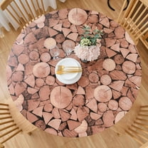Round Elastic Edged Vinyl Tablecloth with Flannel Backing – Waterproof Oil-Proof PVC Fitted Table Cloth Plastic Cover (Fits Tables up to 40" - 44" Diameter)