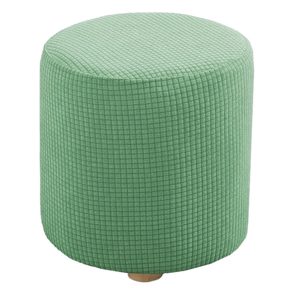 Round Elastic Ottoman Cover, Removable Washable Jacquard Footstool Pouf Slipcover, Stretchable Protector for Round Footrest(Footstool not included)