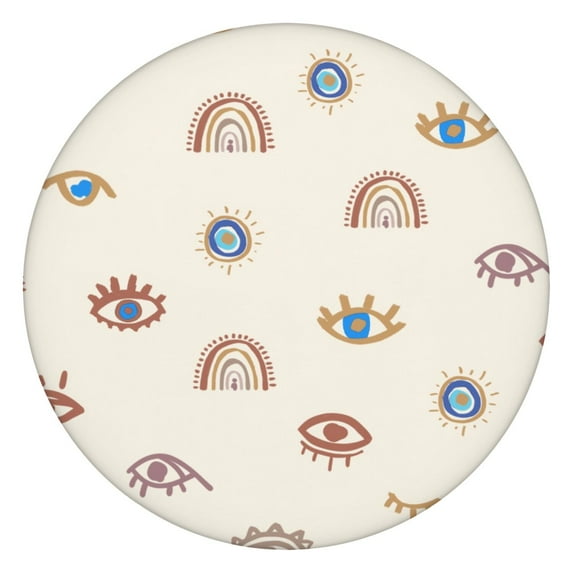 Round Elastic Tablecloth - Cute Cartoon Waterproof Fitted Table Cover for Kids, Windproof & Spill-Proof with Fun Rainbow Animals Design (44 inches)