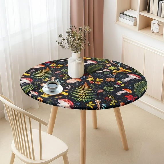 Round Elastic Tablecloth Fitted & Waterproof 36"-44" Round Tables