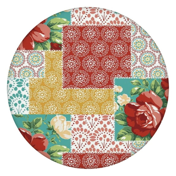 Round Elastic Tablecloth,Waterproof Table Cover,Pioneer Table Cloth Fits 36"-44" Round Tables for Dinner Outdoor Picnic Flowers