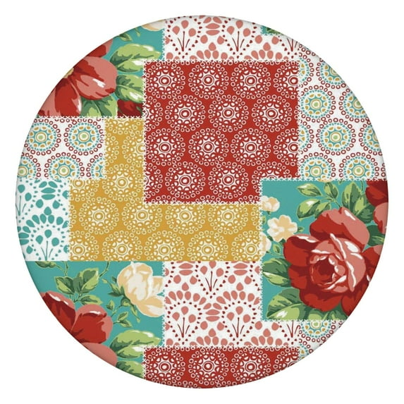 Round Elastic Tablecloth,Waterproof Table Cover,Pioneer Table Cloth Fits 45"-52" Round Tables for Dinner, Outdoor, Picnic, Flowers