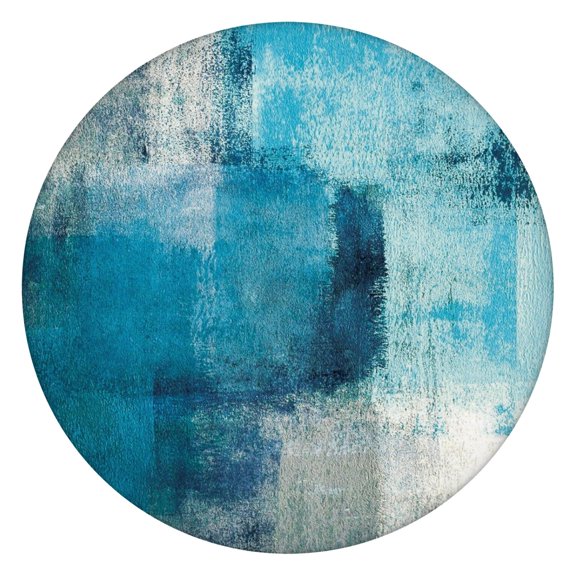 Round Elastic Tablecloth,Waterproof Table Cover,Turquoise and Grey Abstract Art Painting Table Cloth Fits 45"-52" Round Tables for Dinner, Outdoor, Picnic, Flowers