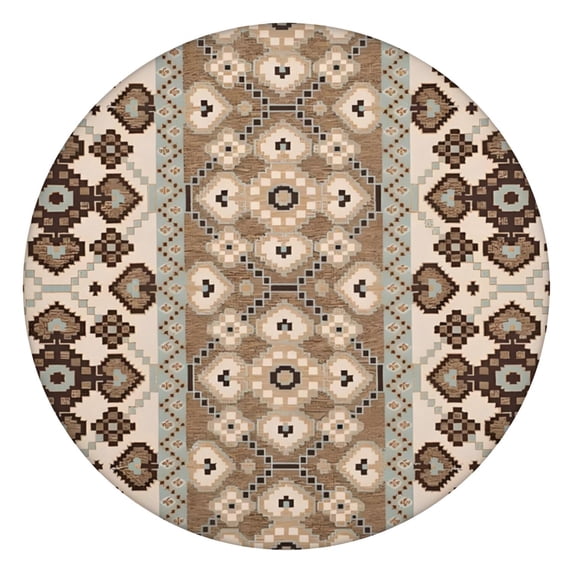 Round Elastic Tablecloth, Waterproof and Reusable, 44", Bohemian Mandala Pattern, Ideal for Dining or Patio Table