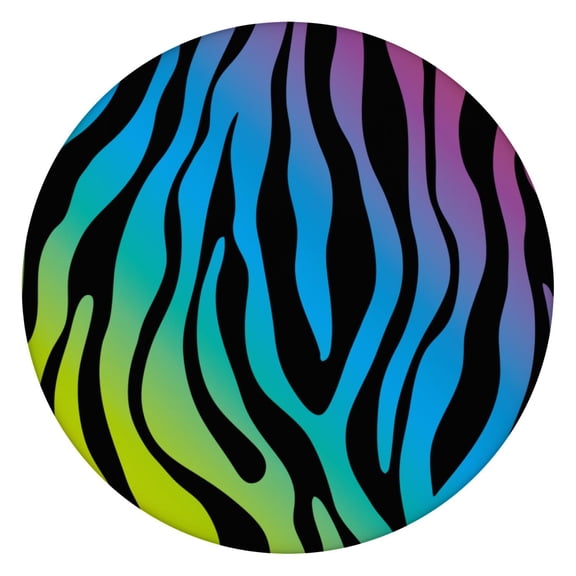 Round Elastic Tablecloth with Zebra Print - Waterproof, Windproof Fitted Table Cover for Outdoor Picnic, Dining (44 inches) - Modern Zebra Stripes Design, Scratch-Resistant & Wipeable