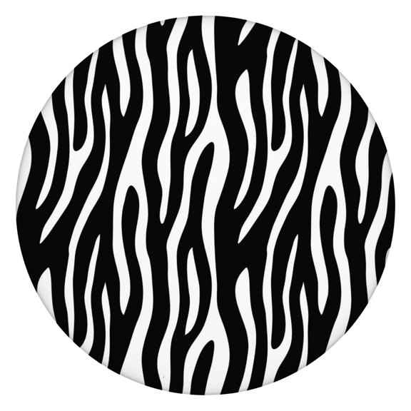Round Elastic Tablecloth with Zebra Print - Waterproof, Windproof Fitted Table Cover for Outdoor Picnic, Dining (44 inches) - Modern Zebra Stripes Design, Scratch-Resistant & Wipeable