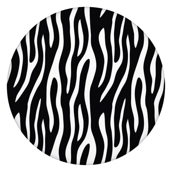 Round Elastic Tablecloth with Zebra Print - Waterproof, Windproof Fitted Table Cover for Outdoor Picnic, Dining (44 inches) - Modern Zebra Stripes Design, Scratch-Resistant & Wipeable