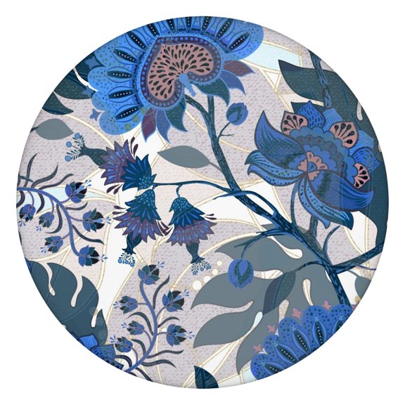 Round Elastic Tablecloth with Vintage Paisley Pattern - Waterproof, Windproof, Scratch-Resistant Fitted Table Cover for Outdoor Dining & Picnic