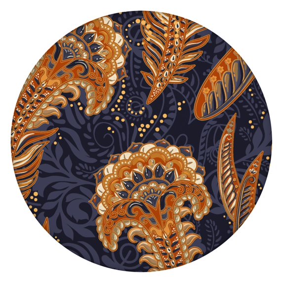 Round Elastic Tablecloth with Waterproof Oxford Fabric, Fits 45–52 Inch Table, Wipeable, Paisley Style for Everyday Use