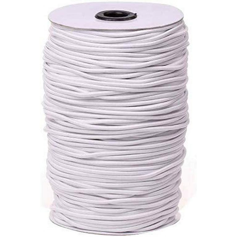 Round Elastic Trim/Stretch Bungee String (2mm - 3mm 1/8 inch Cord) - White Elastic Cord (288 Yards)