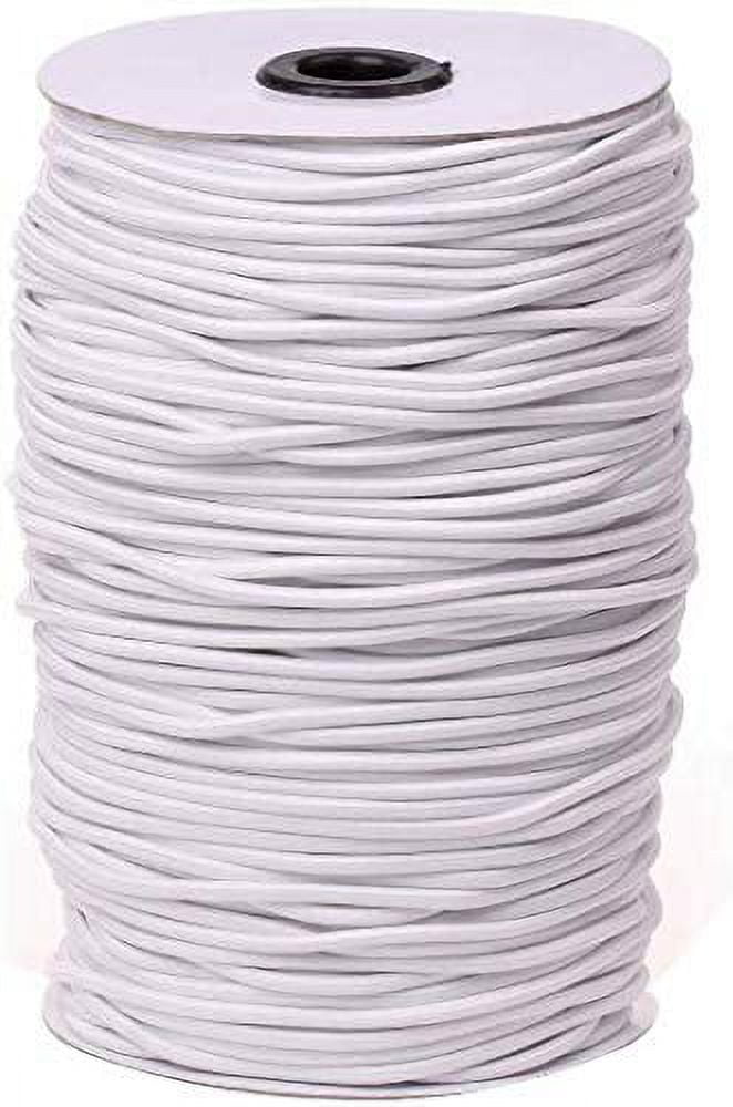 Round Elastic Trim/Stretch Bungee String (2mm - 3mm 1/8 Cord) - White Elastic Cord (5 Yards)