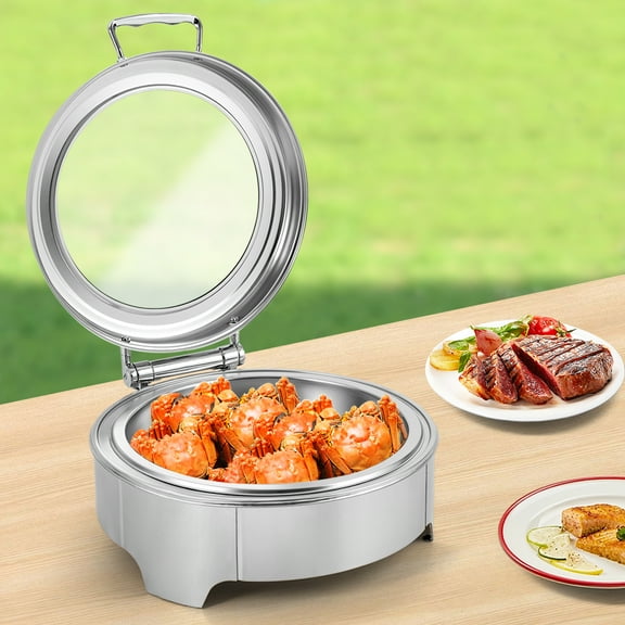 Round Electric Chafing Dish Buffet Set Buffet Server and Warmer with Glass Lid